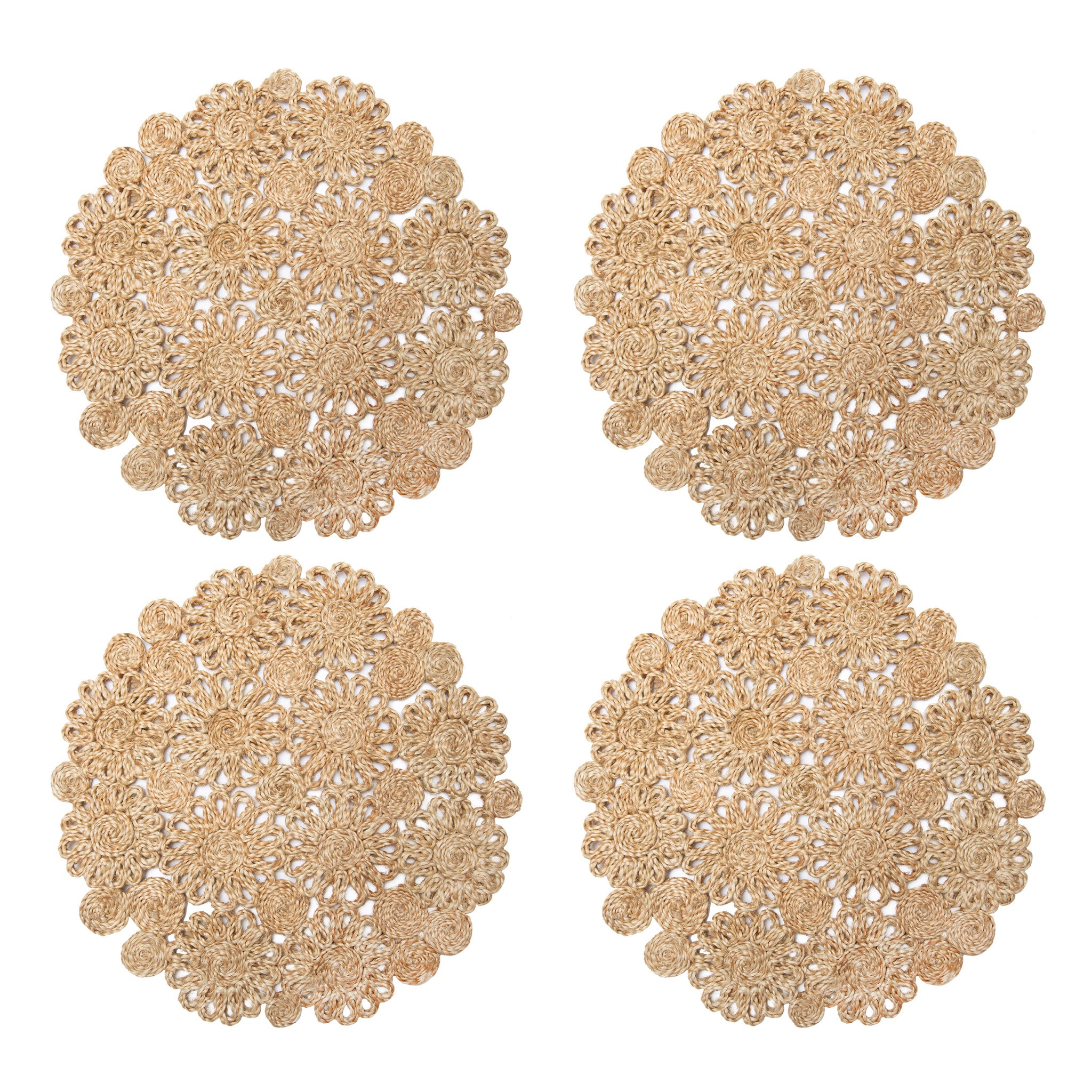 Daisy Jute 15" Round Placemat - Set of 4