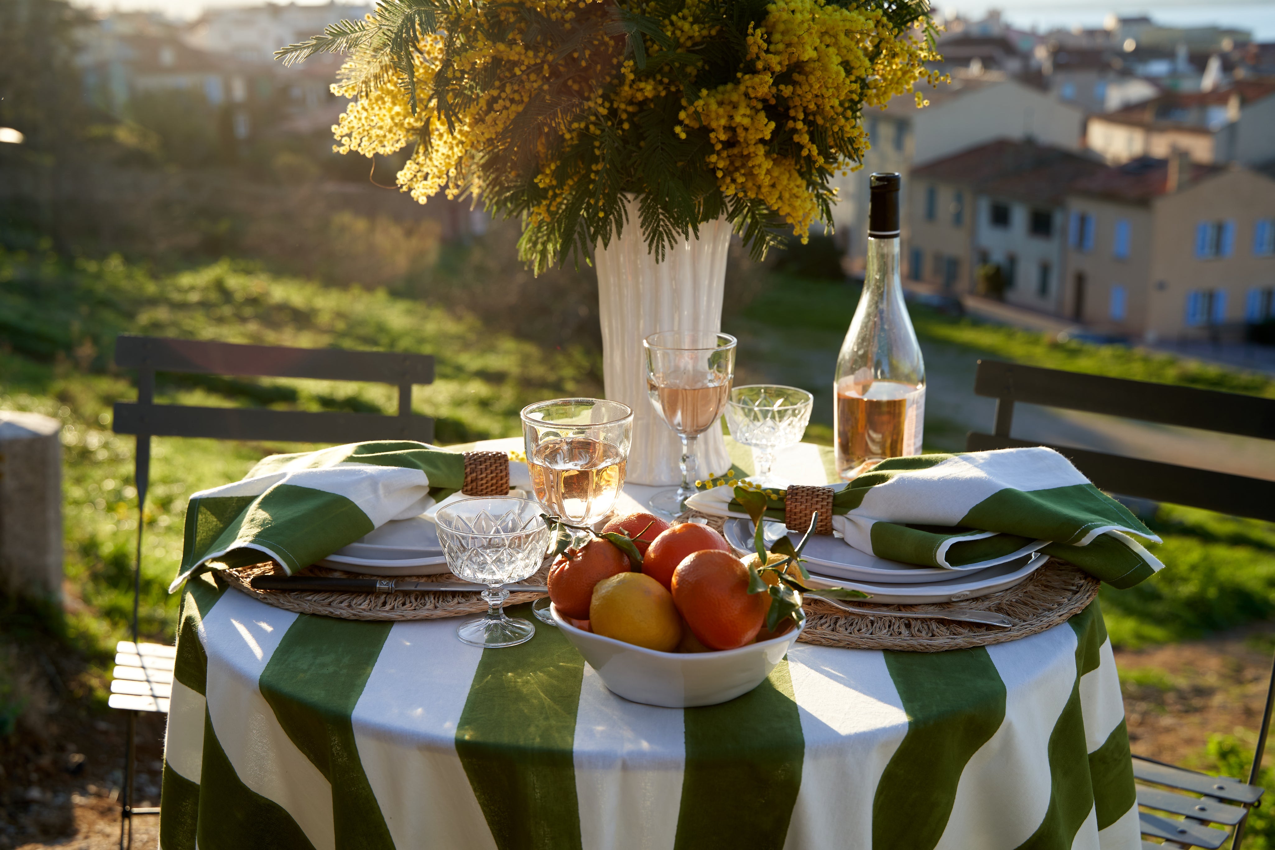 French Tablecloth St. Tropez Vert Stripes