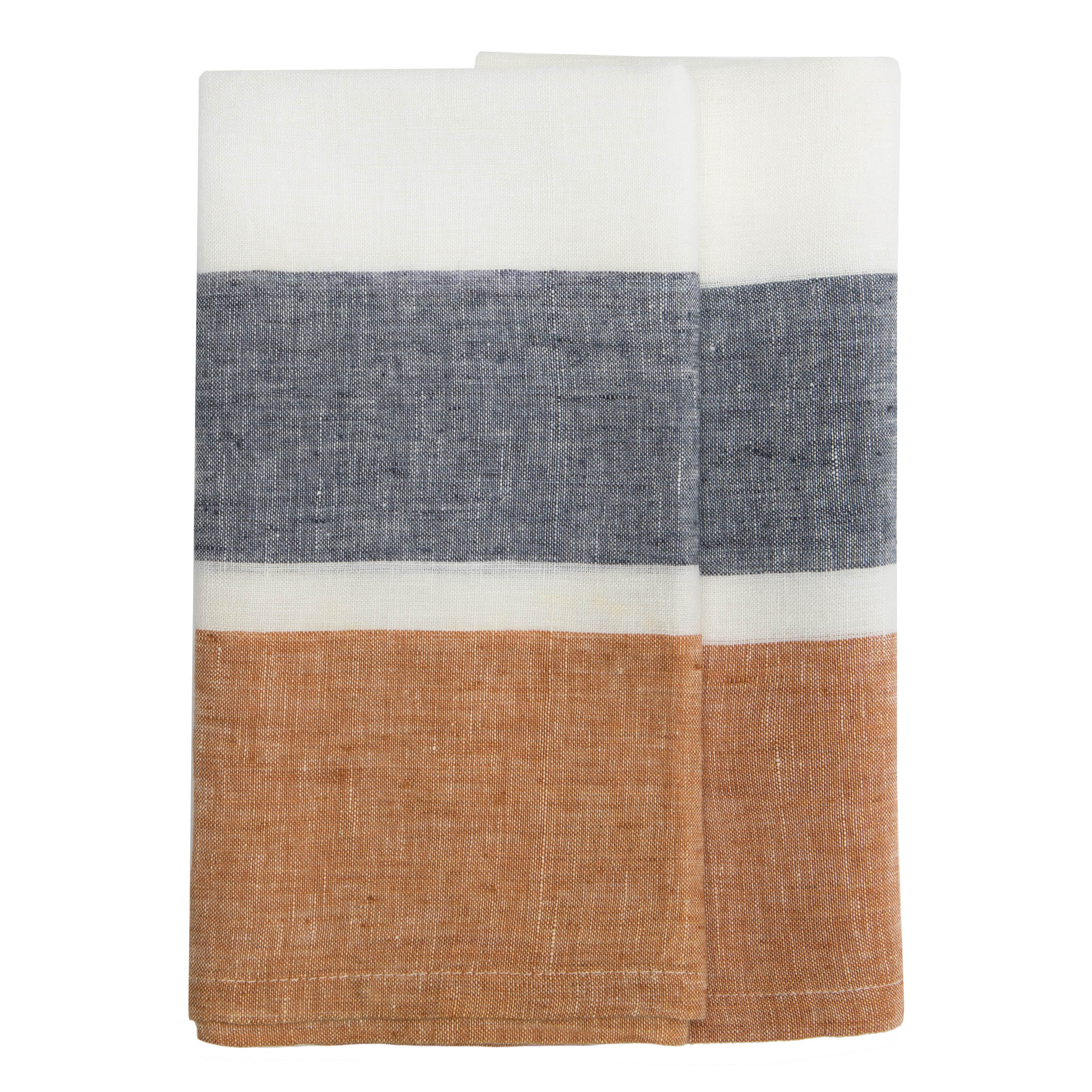 Bold Stripe Linen Rust Towels, Set of 2