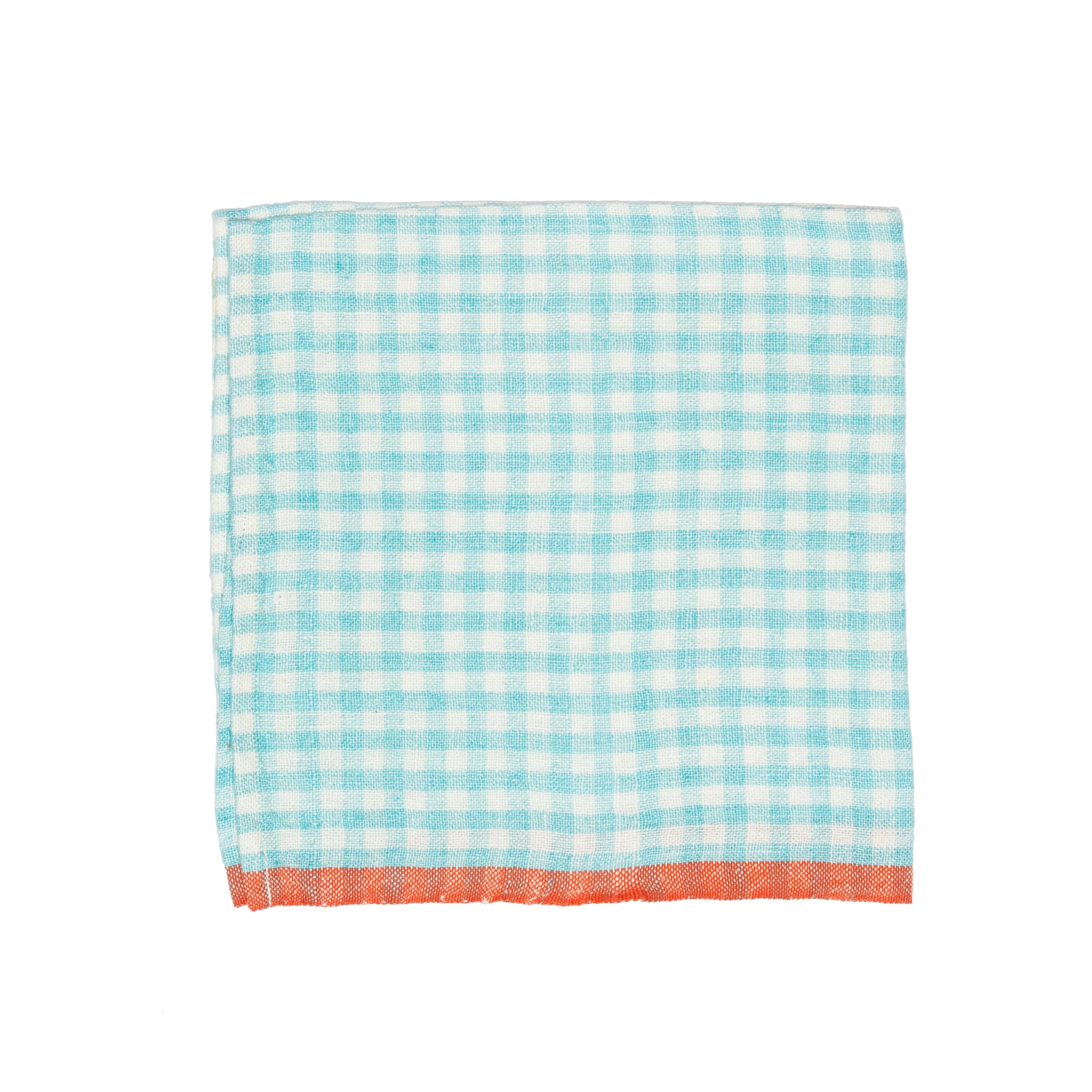 Two-Tone Gingham Aqua & Orange Napkins 20x20 - Set of 4