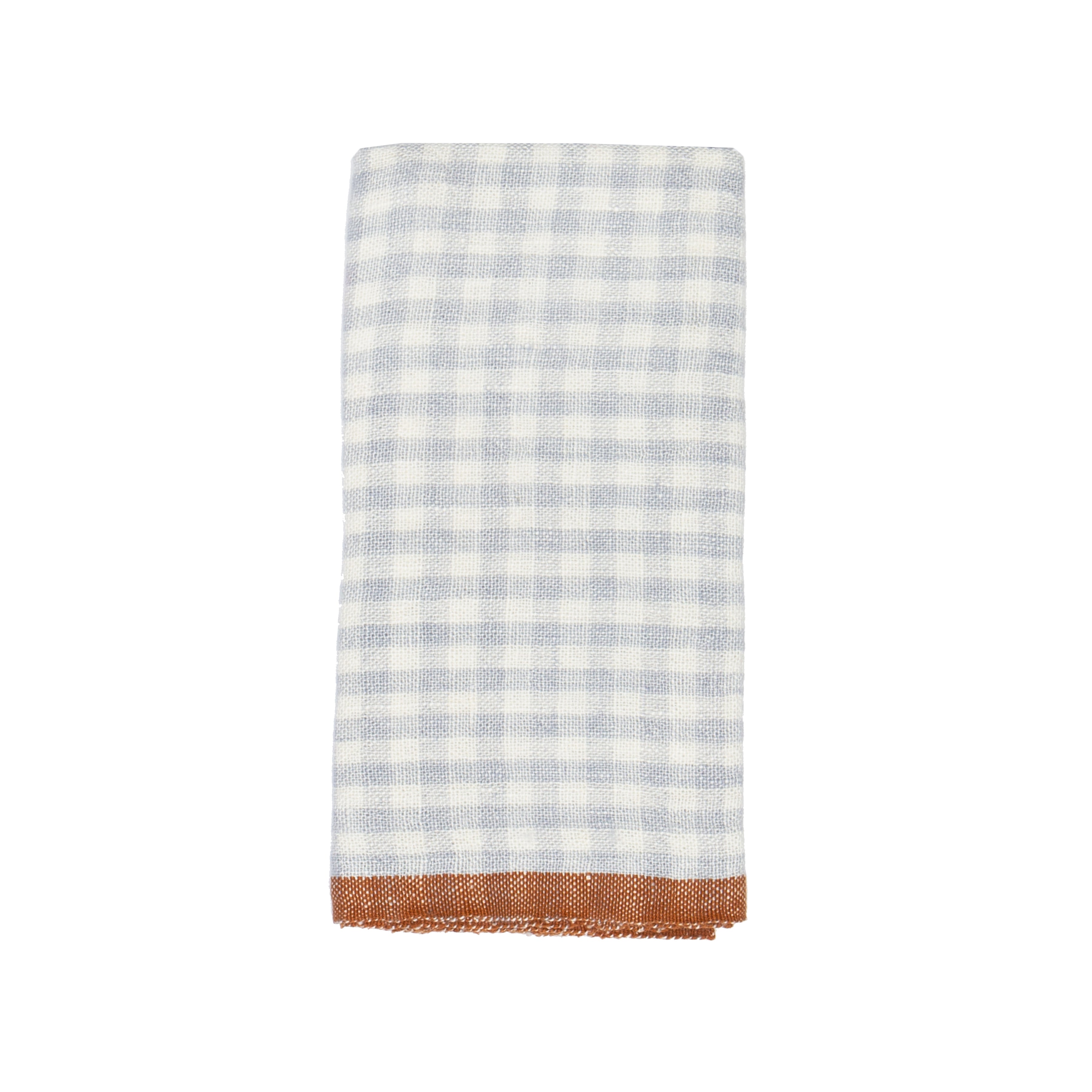 Two-Tone Gingham Blue & Cognac Towels 20x30 - Set of 2