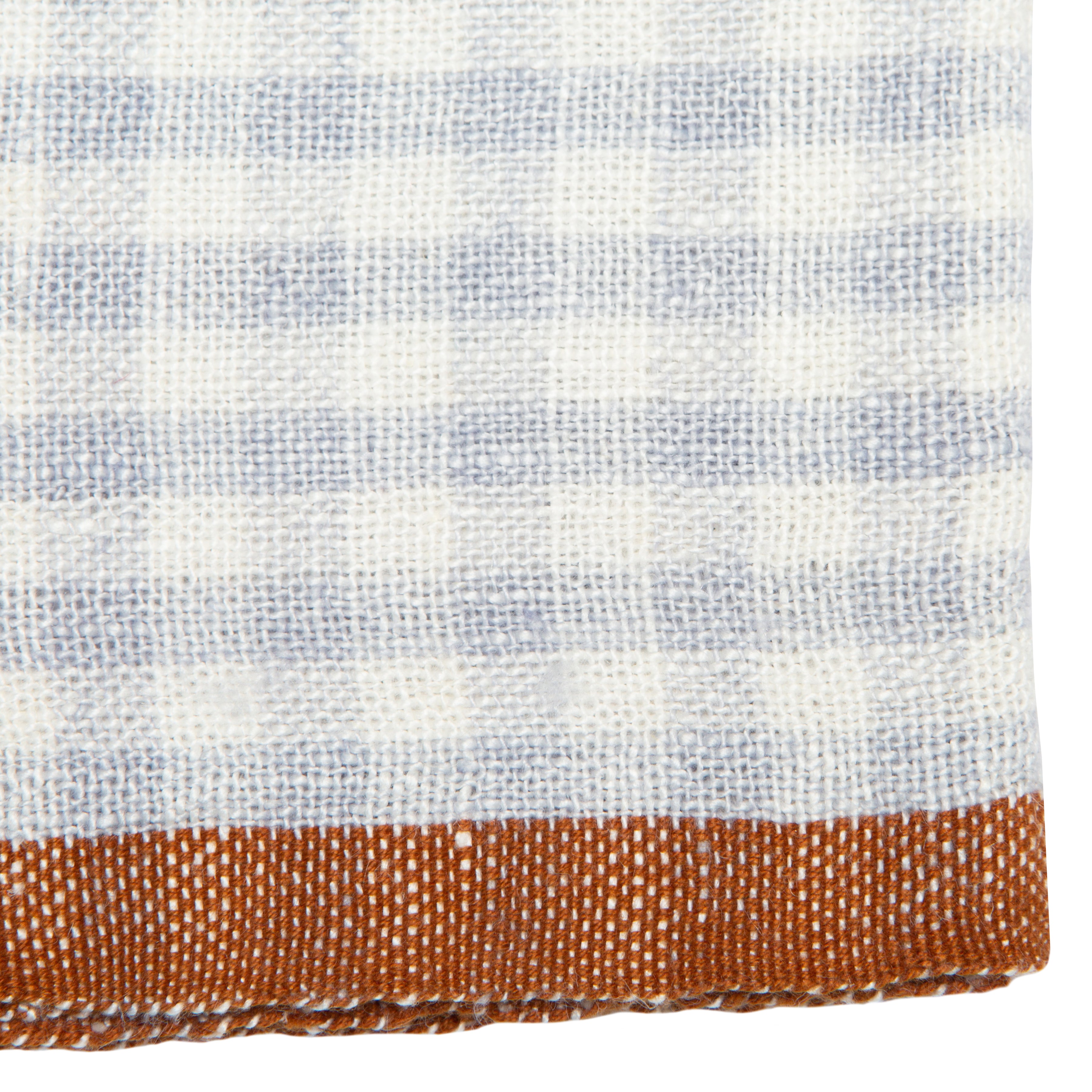 Two-Tone Gingham Blue & Cognac Napkins 20x20 - Set of 4