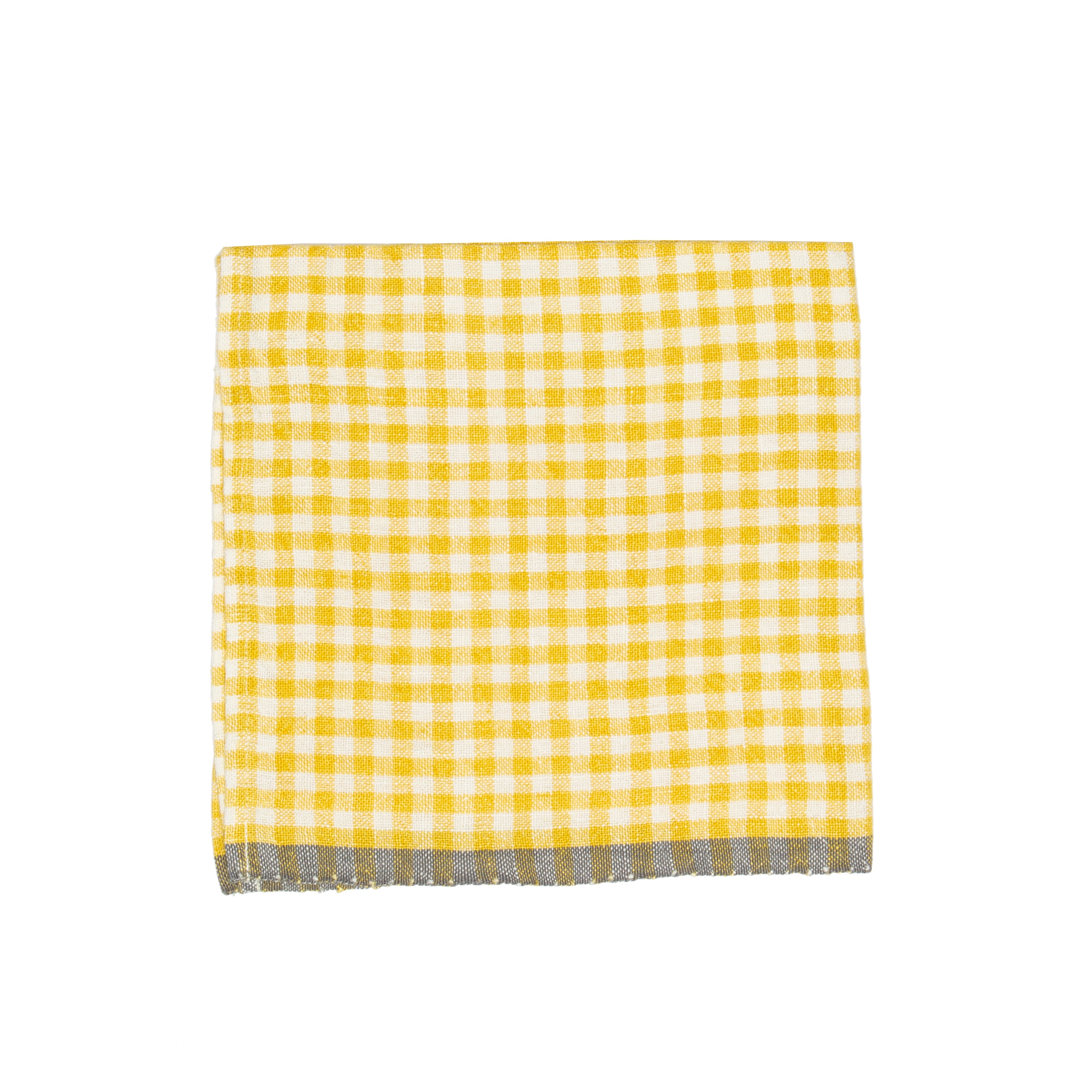 Two-Tone Gingham Dijon & Grey Napkins 20x20 - Set of 4