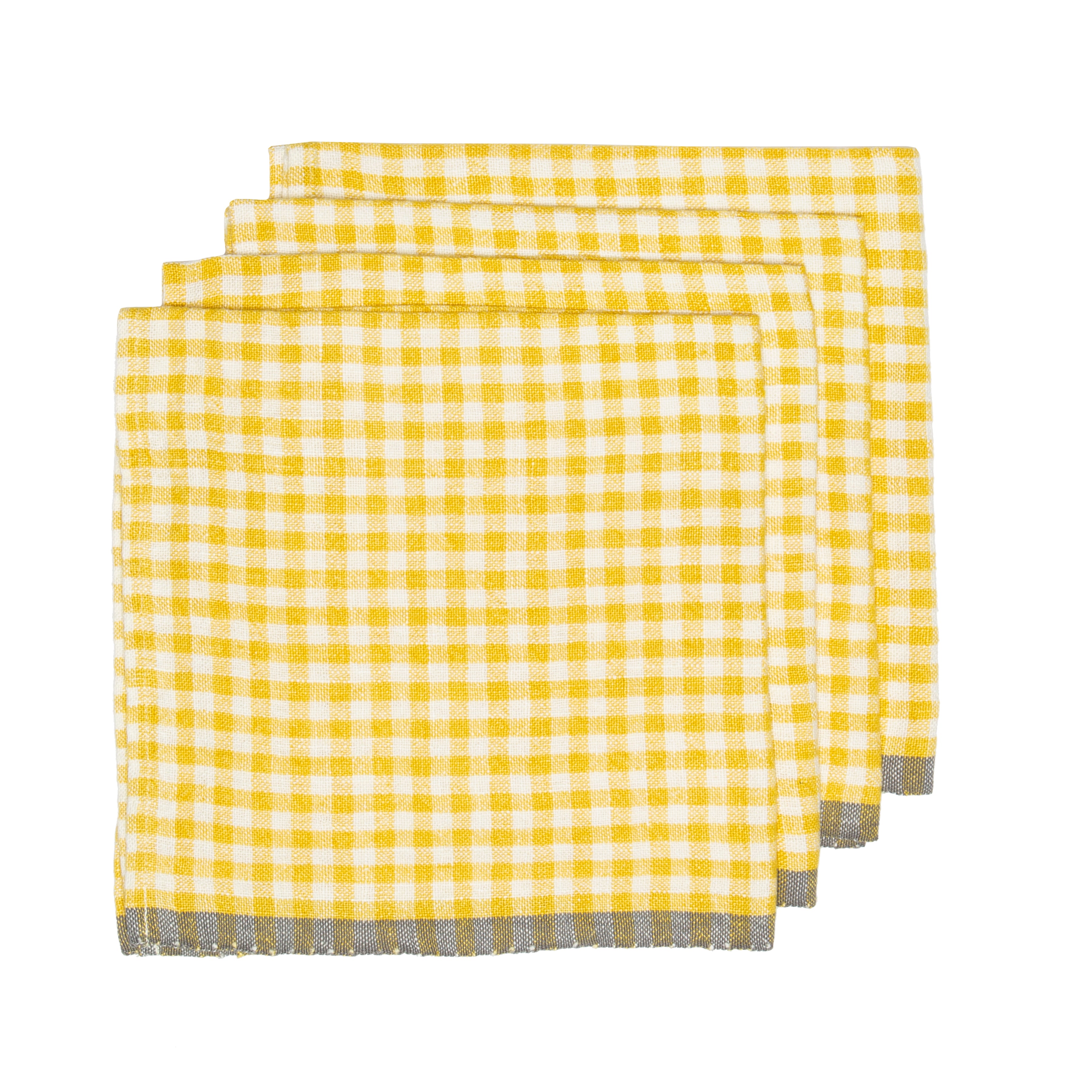 Two-Tone Gingham Dijon & Grey Napkins 20x20 - Set of 4