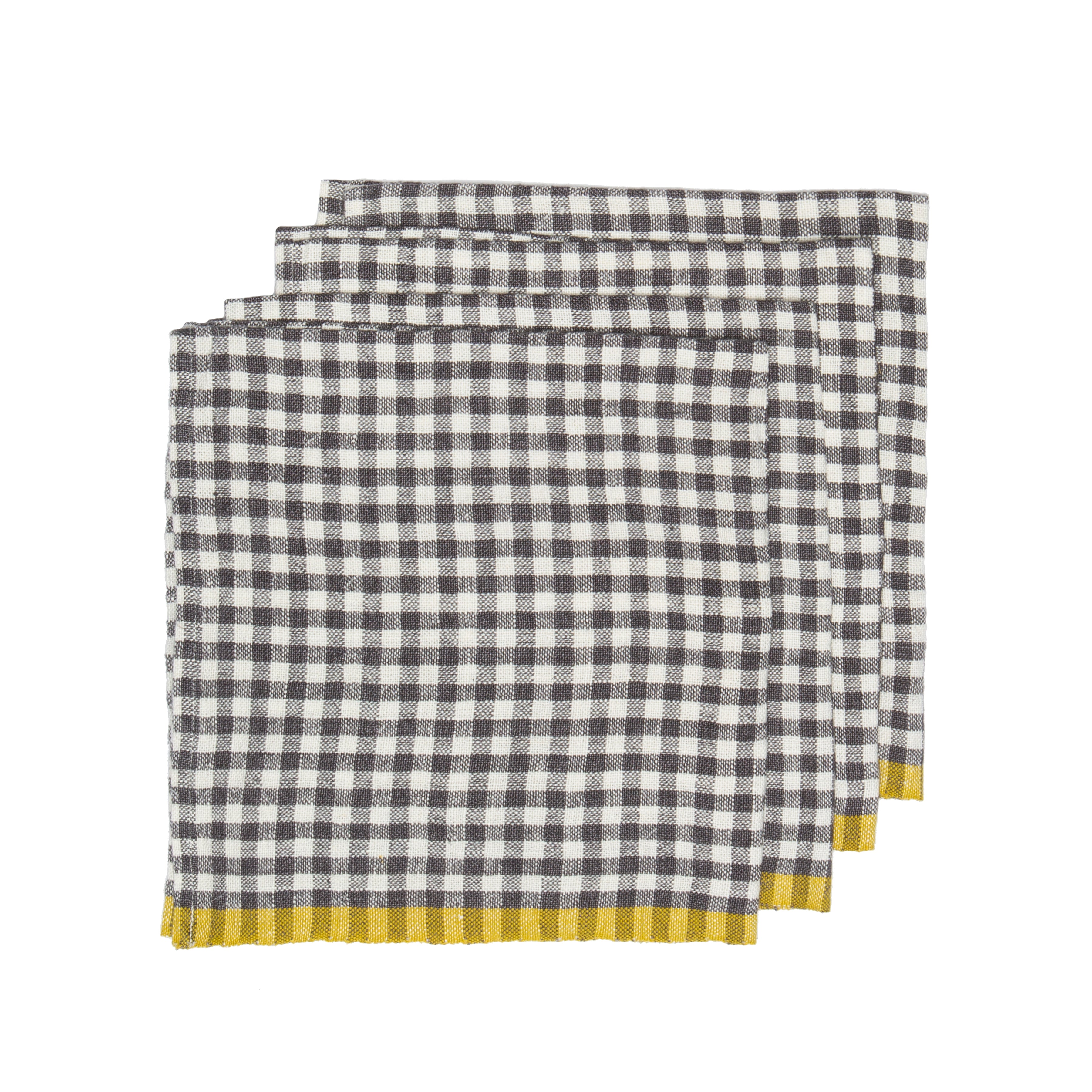 Two-Tone Gingham Grey & Dijon Napkins 20x20 - Set of 4