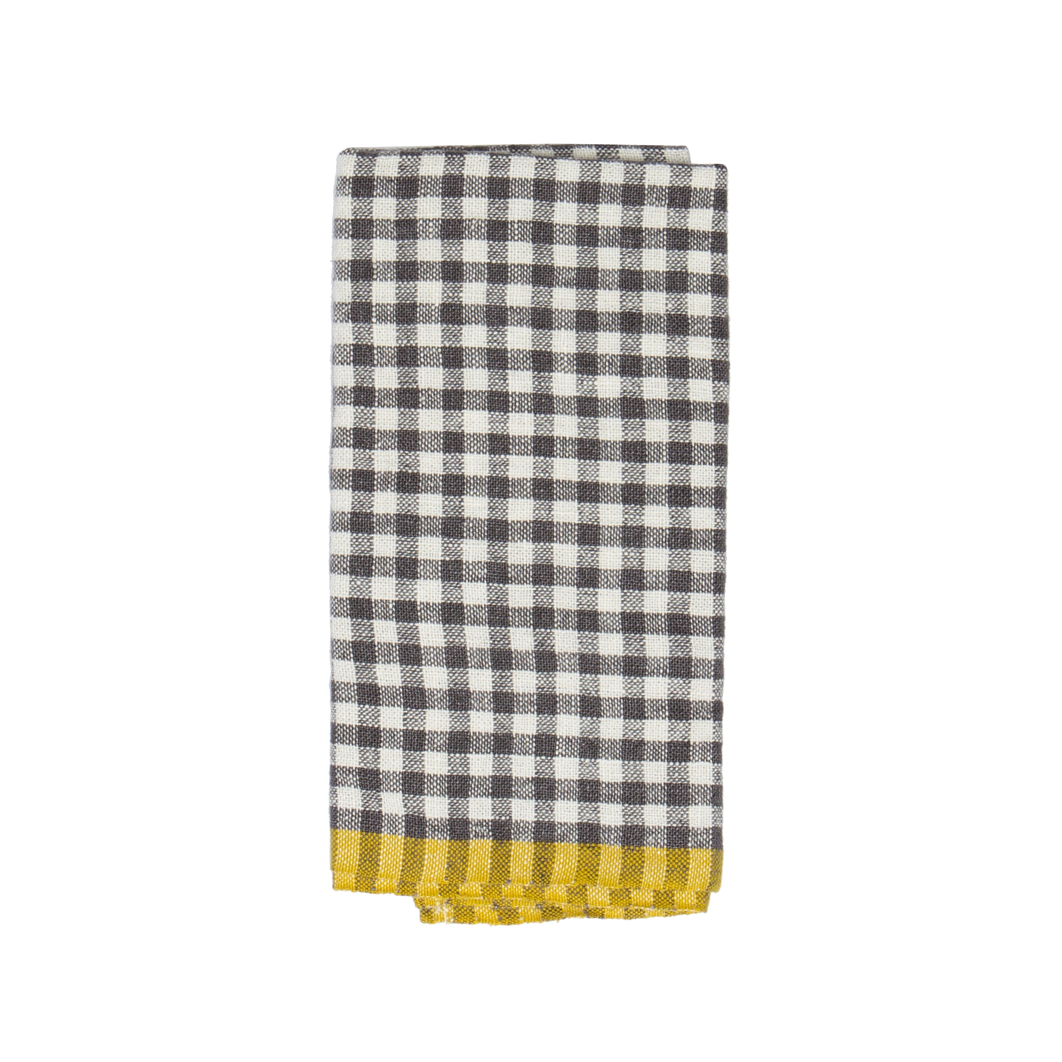 Two-Tone Gingham Grey & Dijon Towels 20x30 - Set of 2