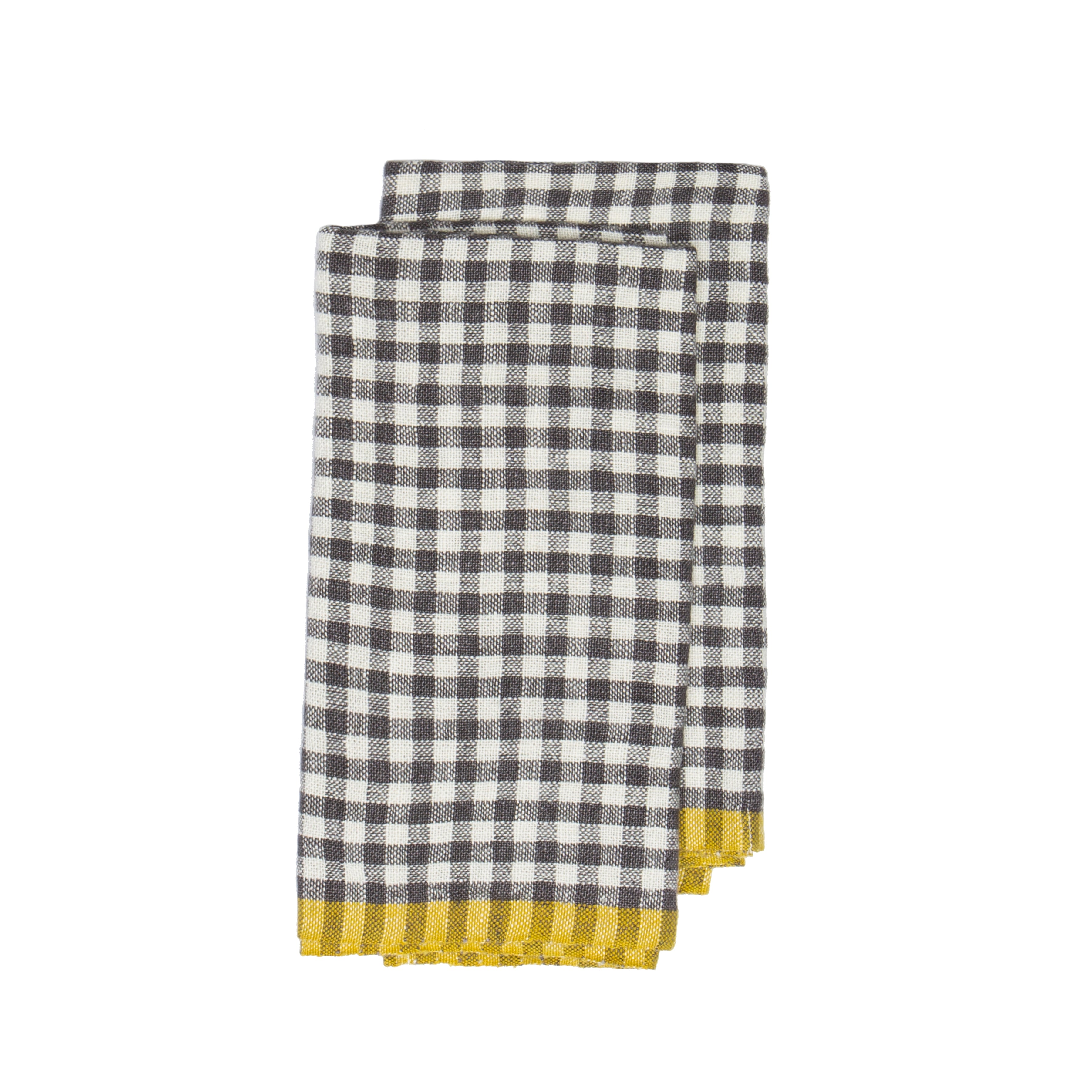 Two-Tone Gingham Grey & Dijon Towels 20x30 - Set of 2