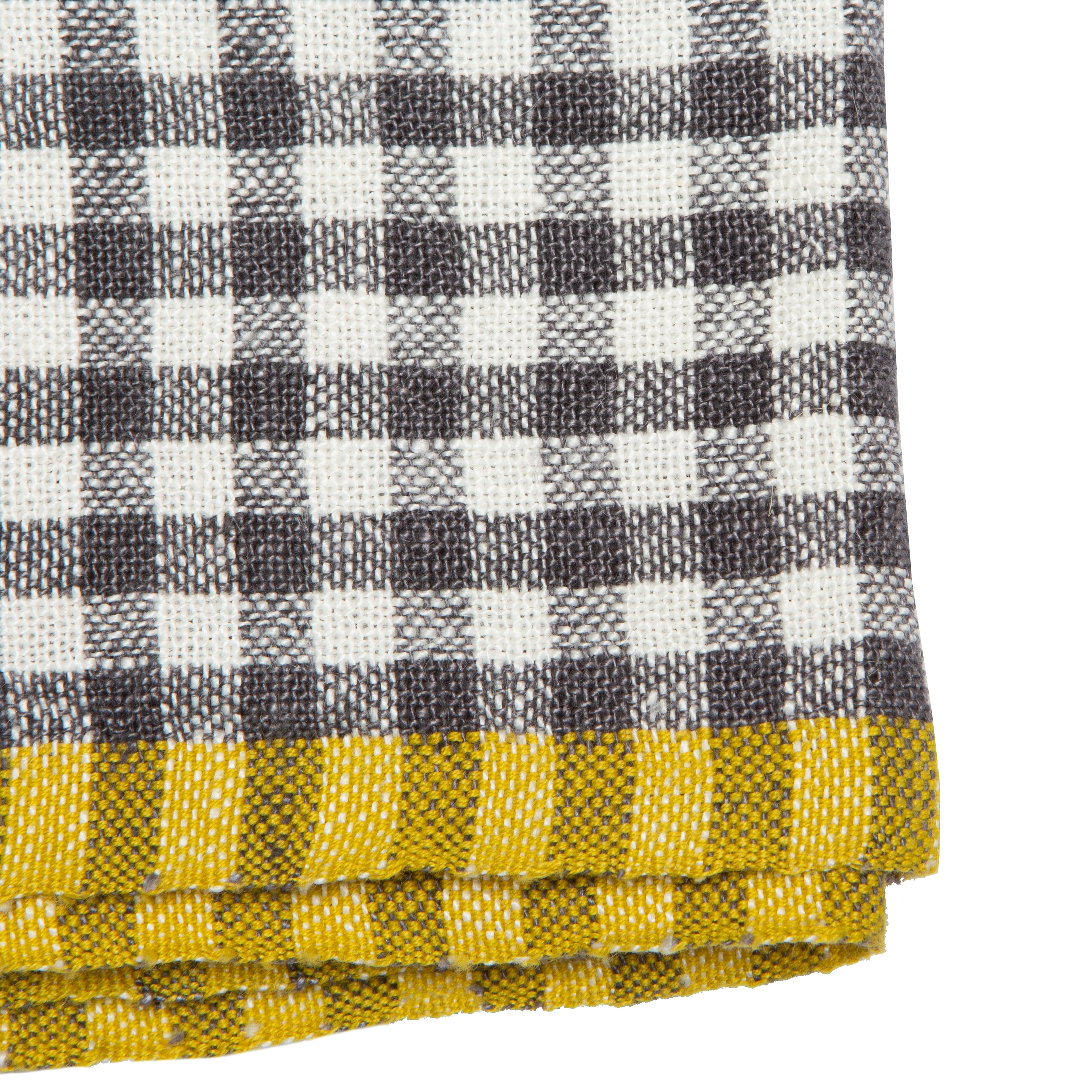 Two-Tone Gingham Grey & Dijon Towels 20x30 - Set of 2