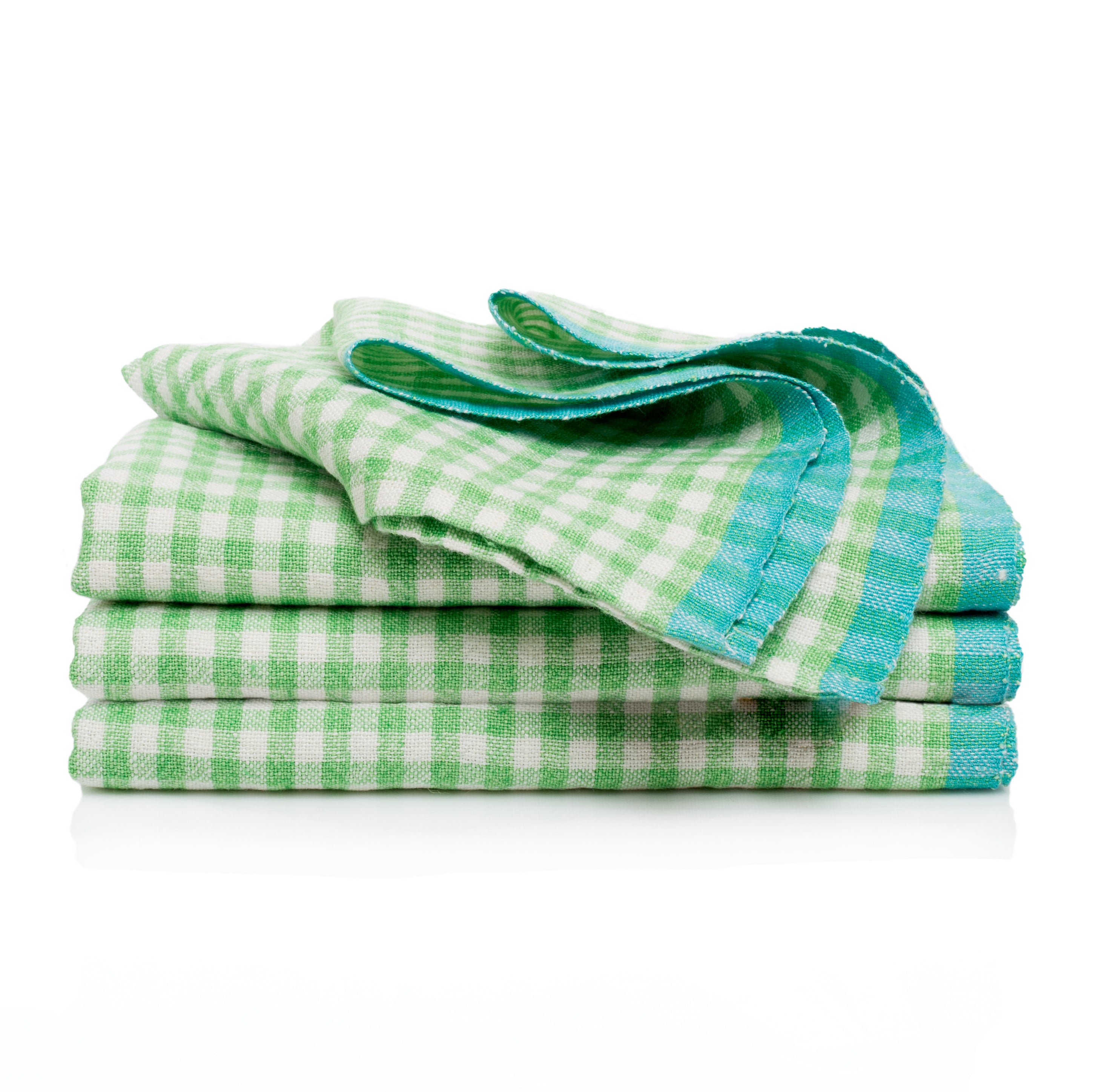 Two-Tone Gingham Lime & Aqua Napkins 20x20 - Set of 4