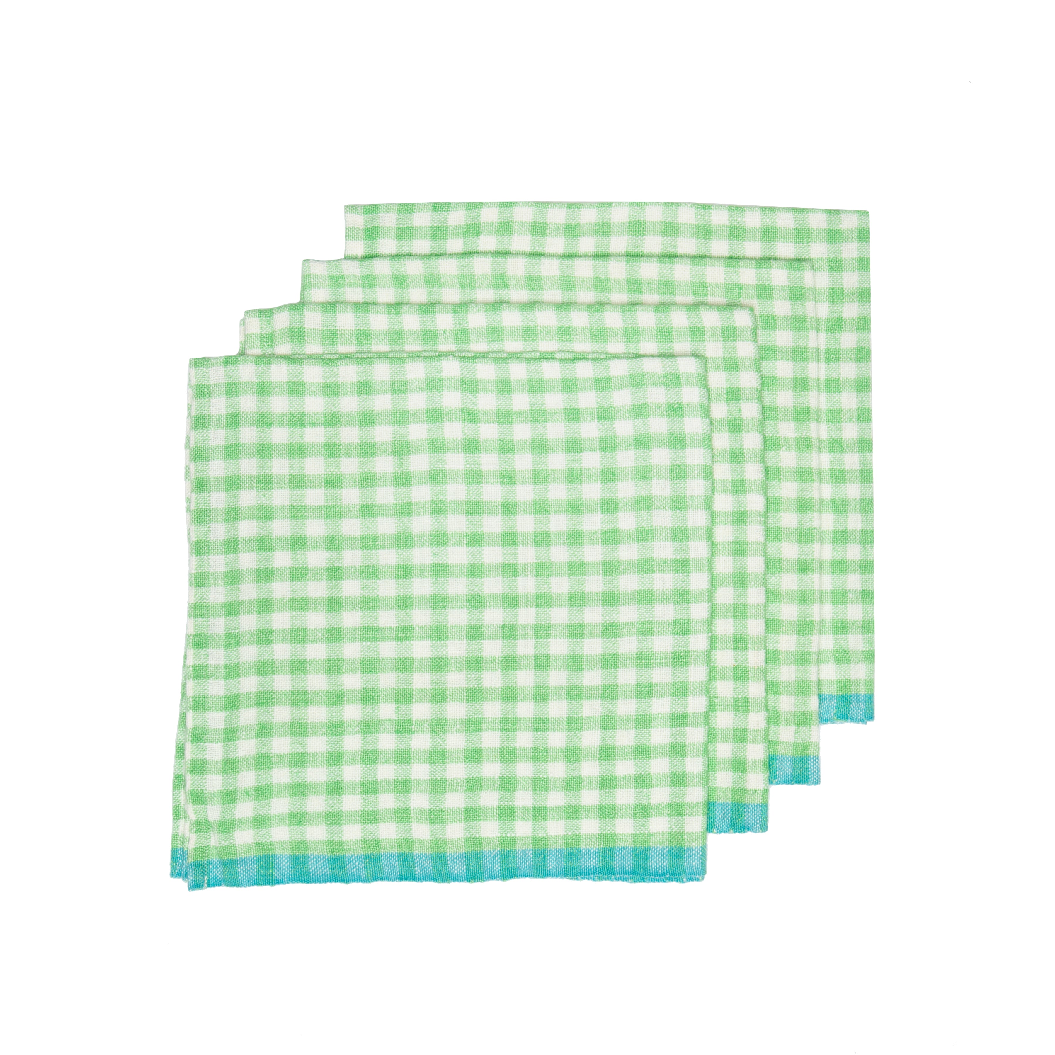 Two-Tone Gingham Lime & Aqua Napkins 20x20 - Set of 4