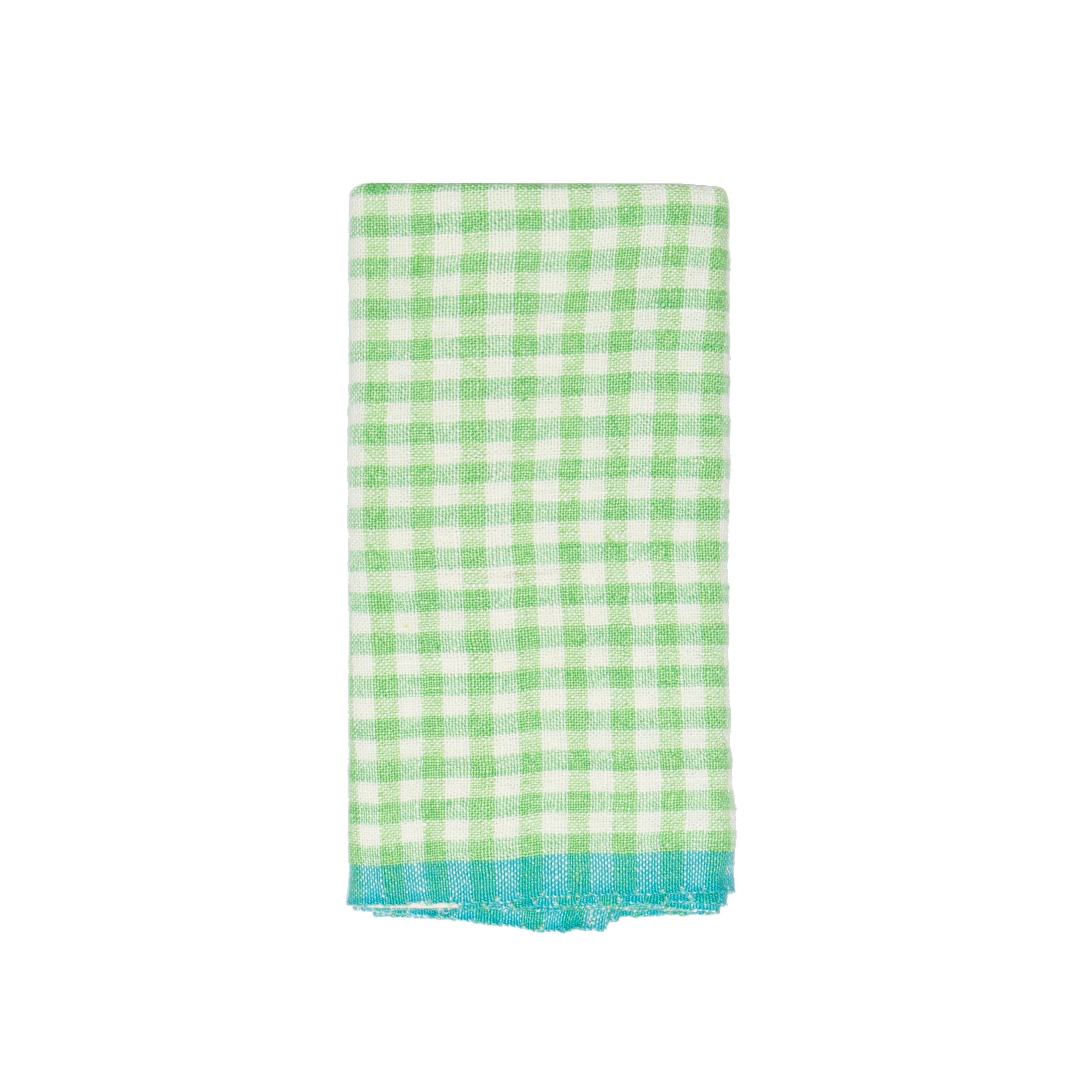 Two-Tone Gingham Lime & Aqua Towels 20x30 - Set of 2