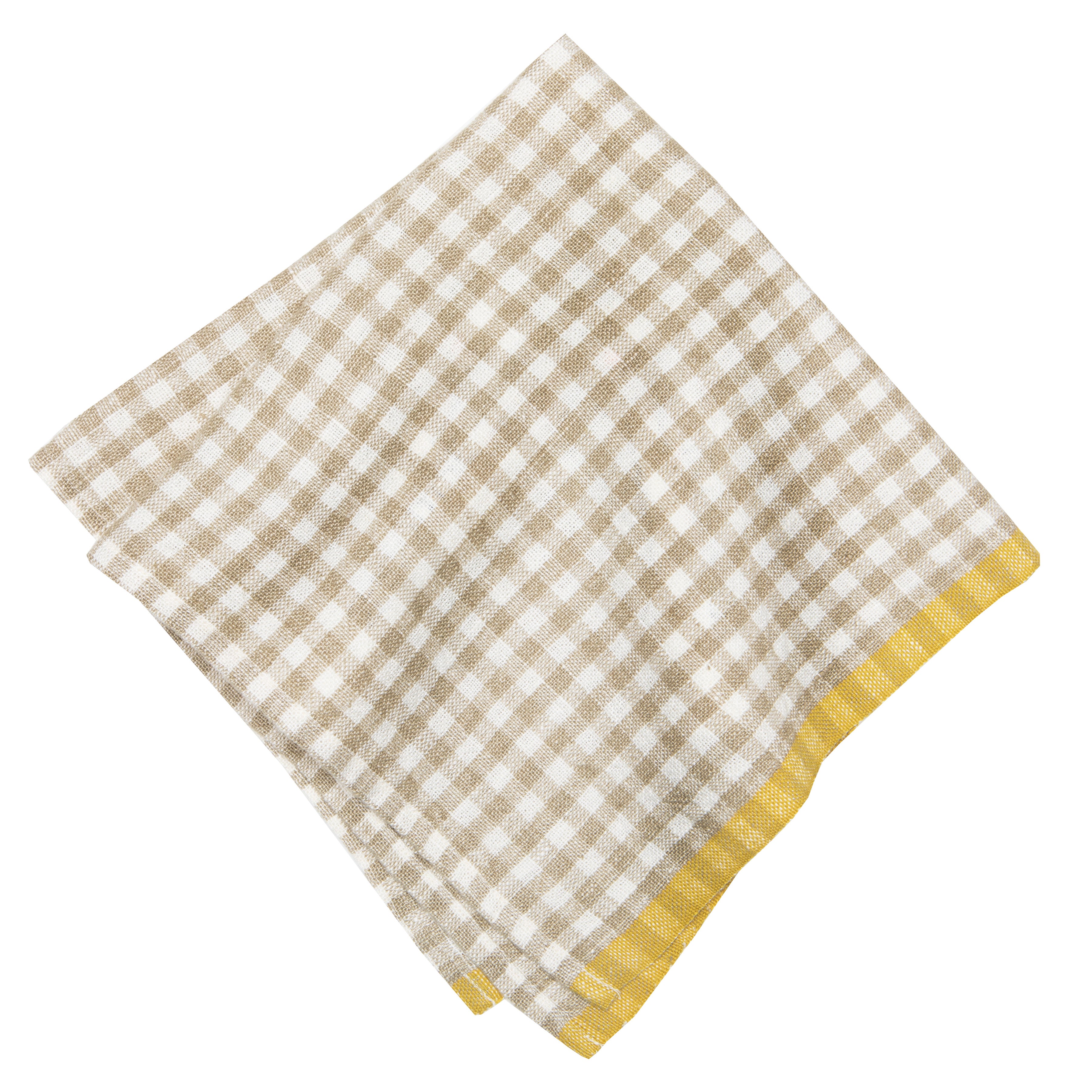 Two-Tone Gingham Natural & Dijon Napkins 20x20 - Set of 4