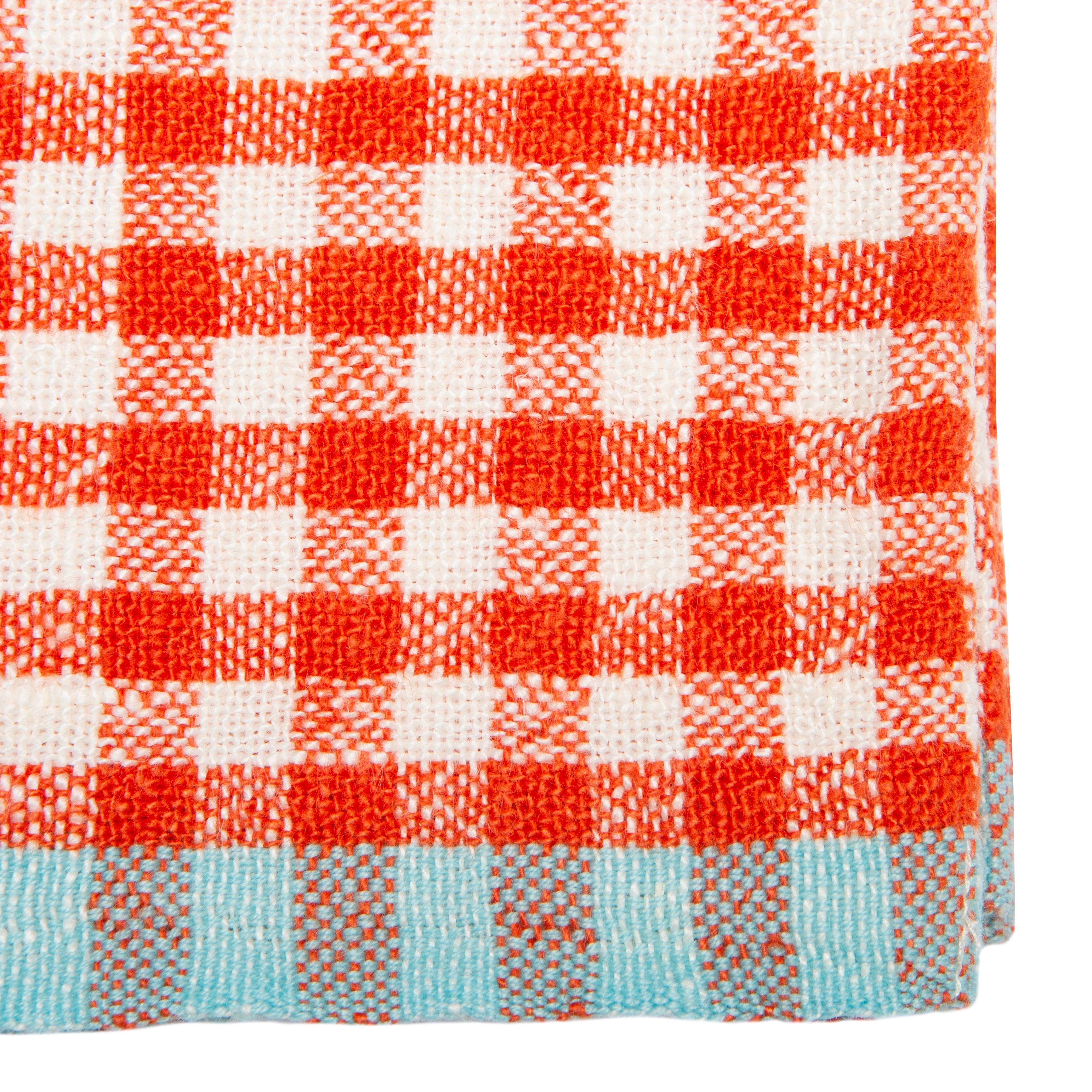 Two-Tone Gingham Orange & Aqua Napkins 20x20 - Set of 4