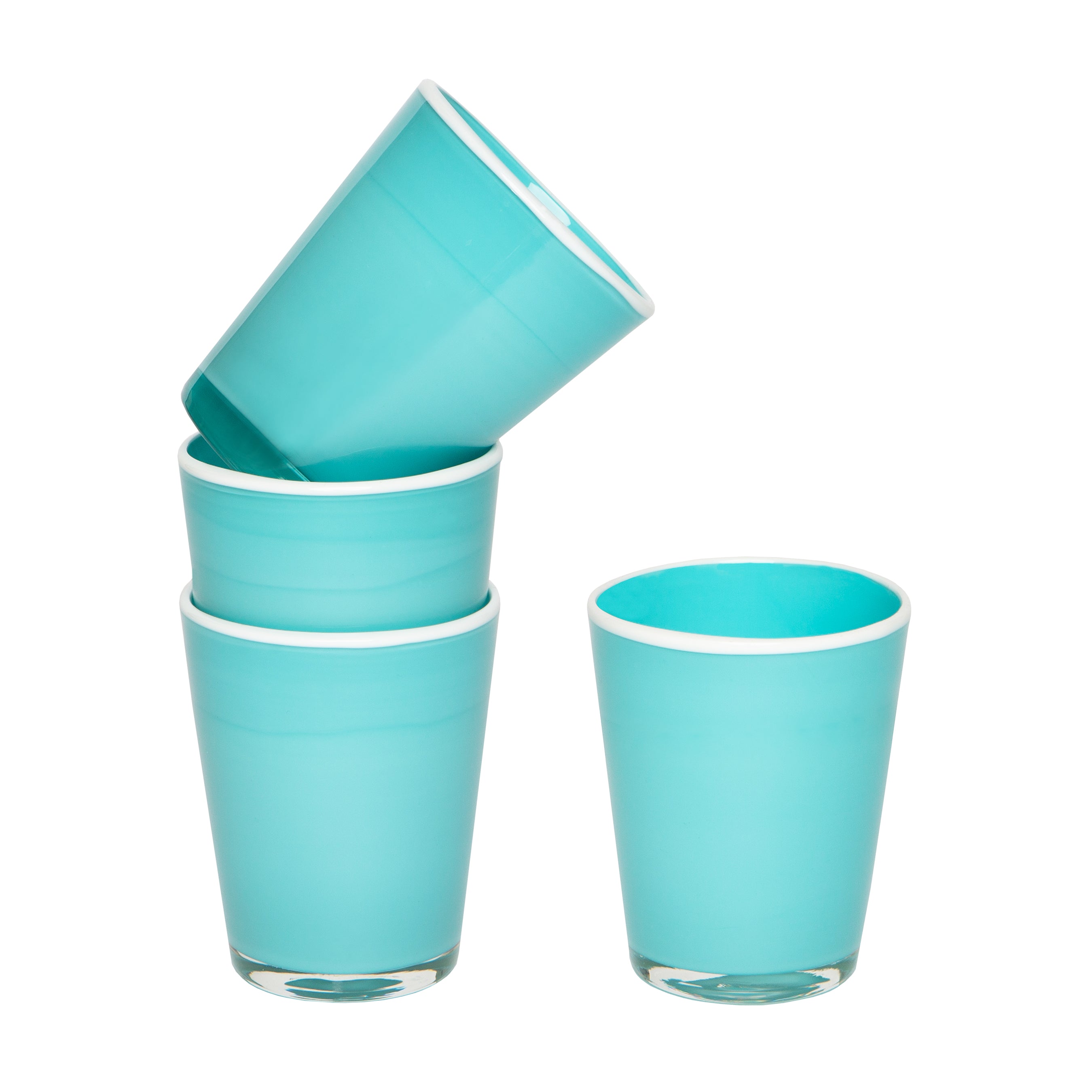 Summer Glass Turquoise & White 9oz, Set of 4