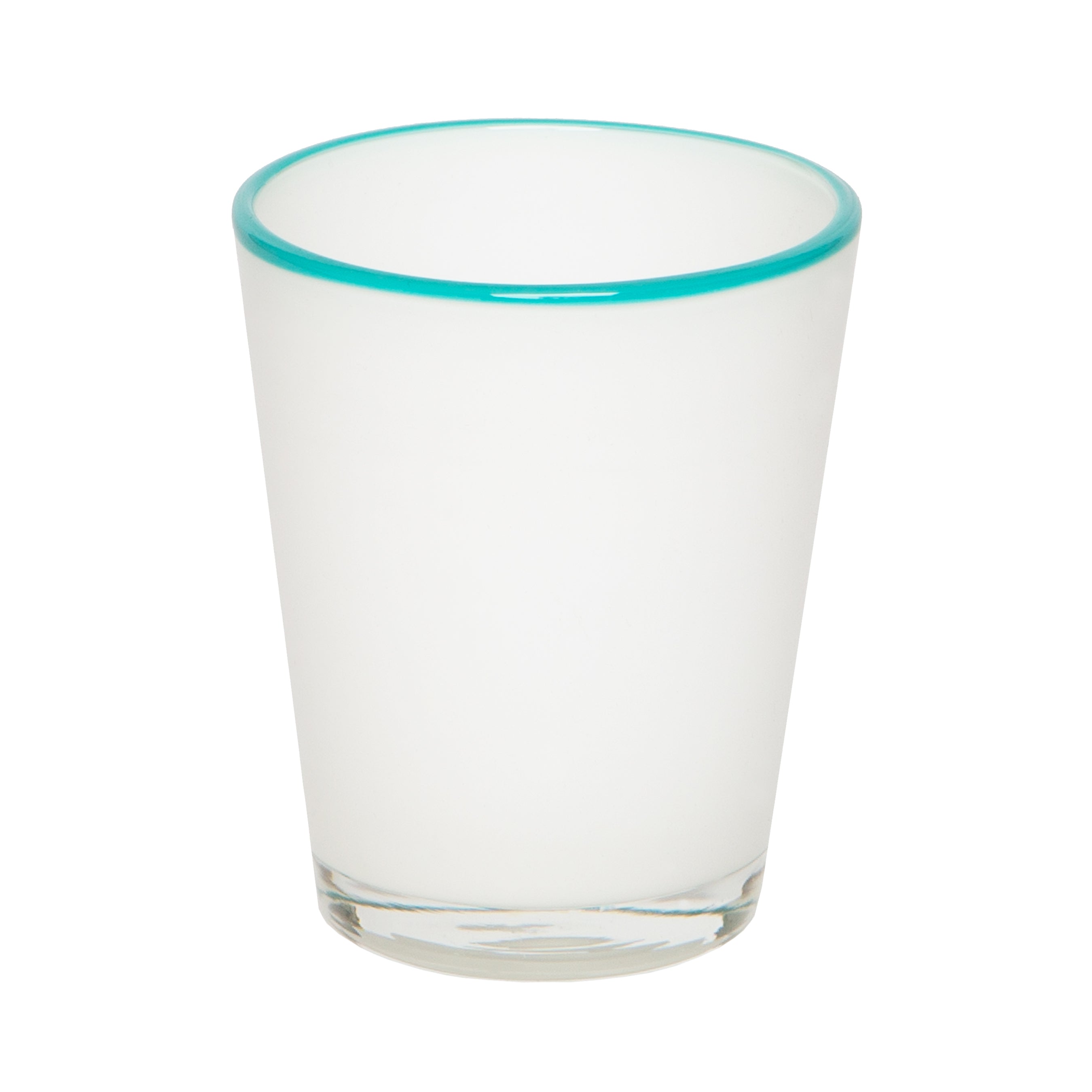 Summer Glass White & Turquoise 9oz, Set of 4