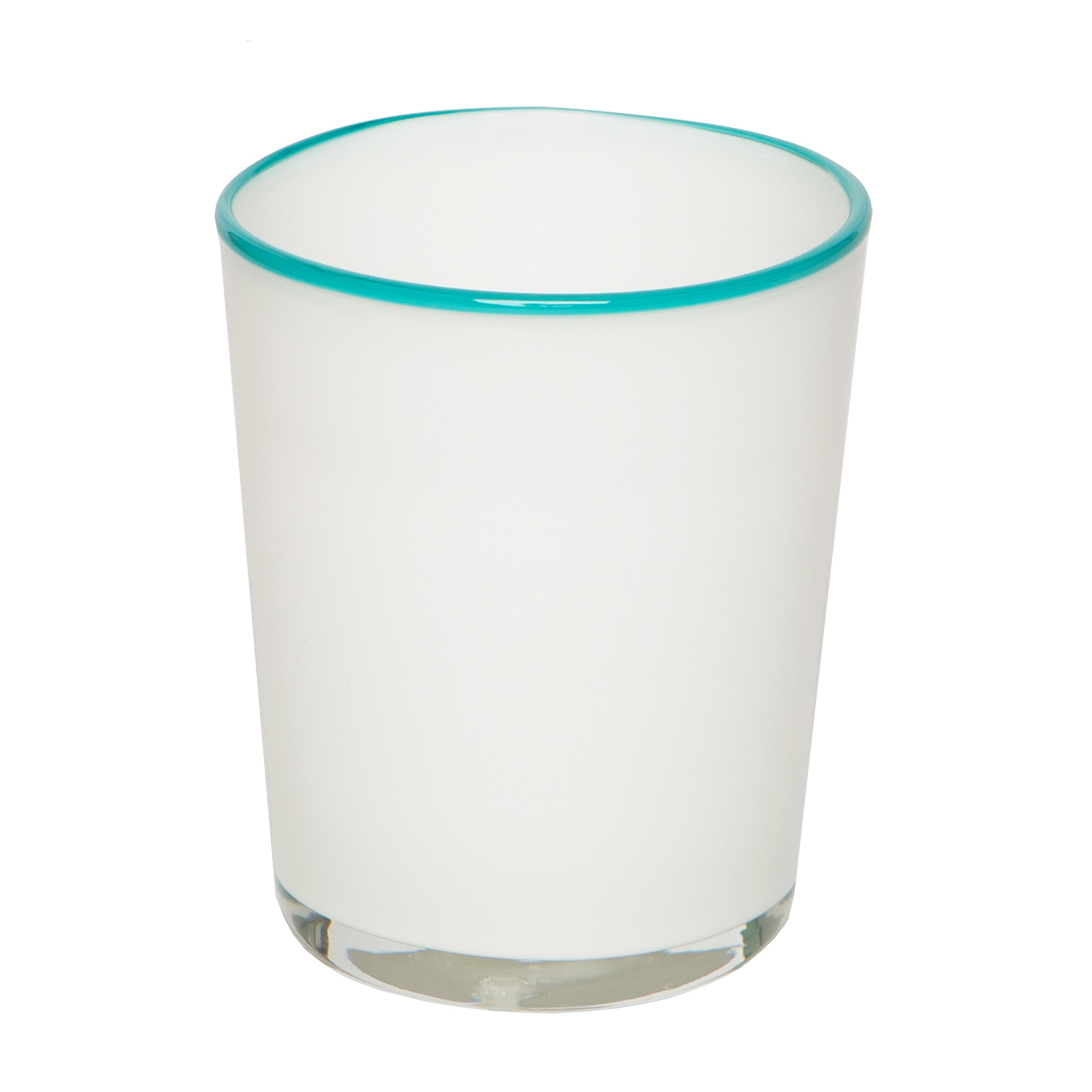 Summer Glass White & Turquoise 15oz, Set of 4