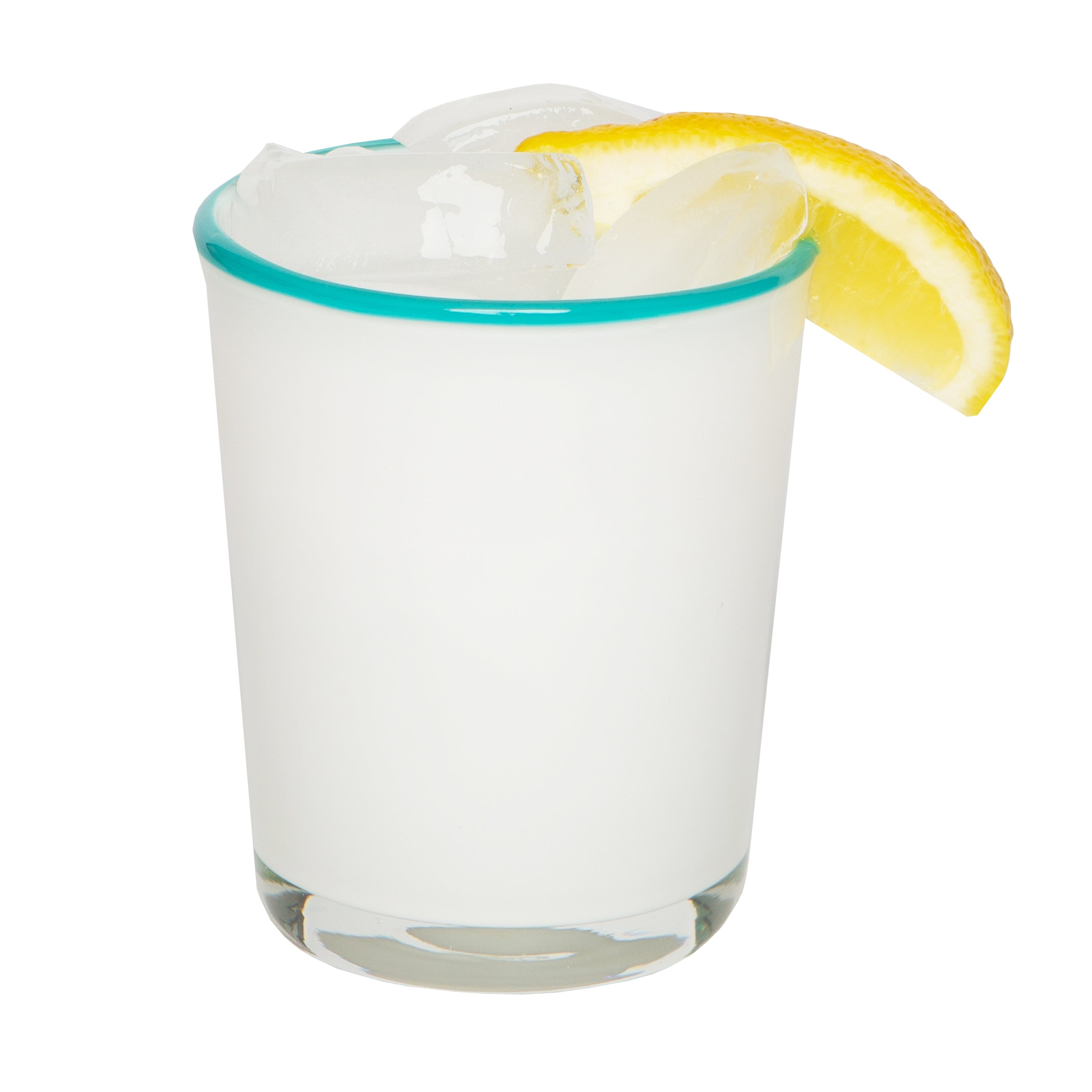 Summer Glass White & Turquoise 15oz, Set of 4