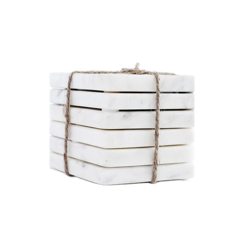 Hexagon Carrara White Marble Coasters – Bison Hill Stonecrafts